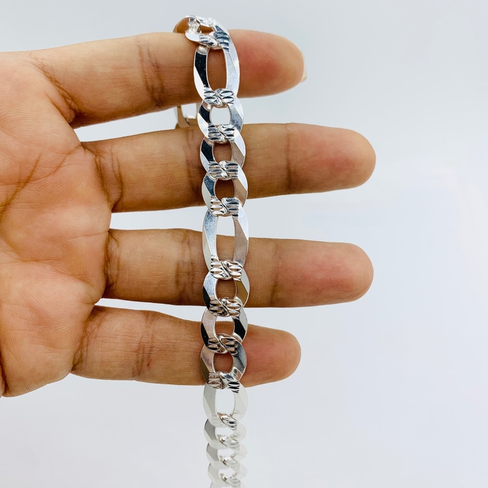 Sterling Silver 925 Men's Bracelet 9” 11mm - Picture 2 of 13